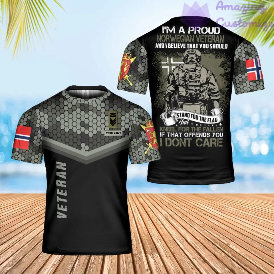 Personalized Norway Soldier/ Veteran Camo With Name And Rank T-shirt 3D Printed - 17069184