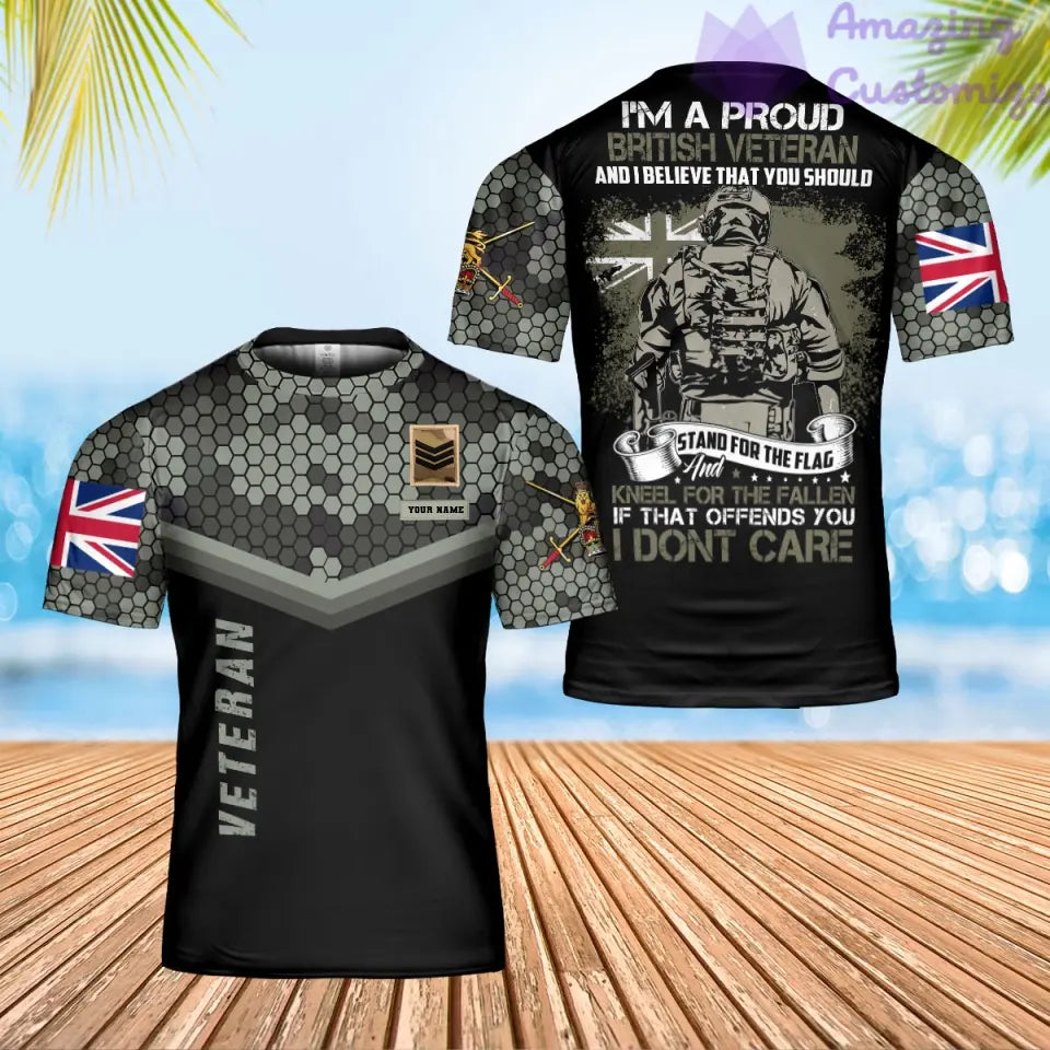 Personalized UK Soldier/ Veteran Camo With Name And Rank T-Shirt 3D Printed - 0102240001