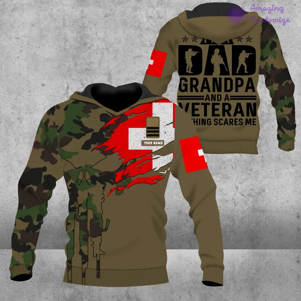 Sweat à capuche personnalisé avec nom et grade de soldat/vétéran suisse - 16899840
