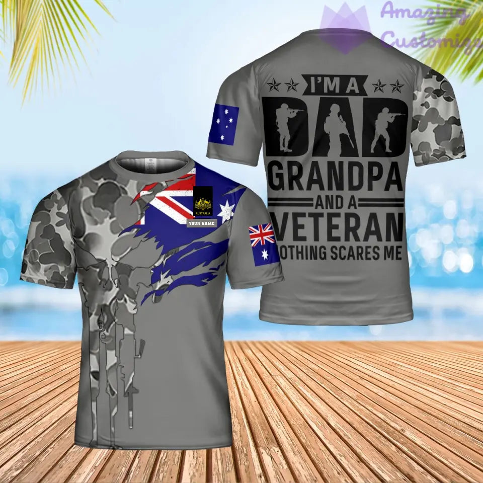 Personalized Australia Soldier/ Veteran Camo With Name And Rank T-Shirt 3D Printed - 0302240002