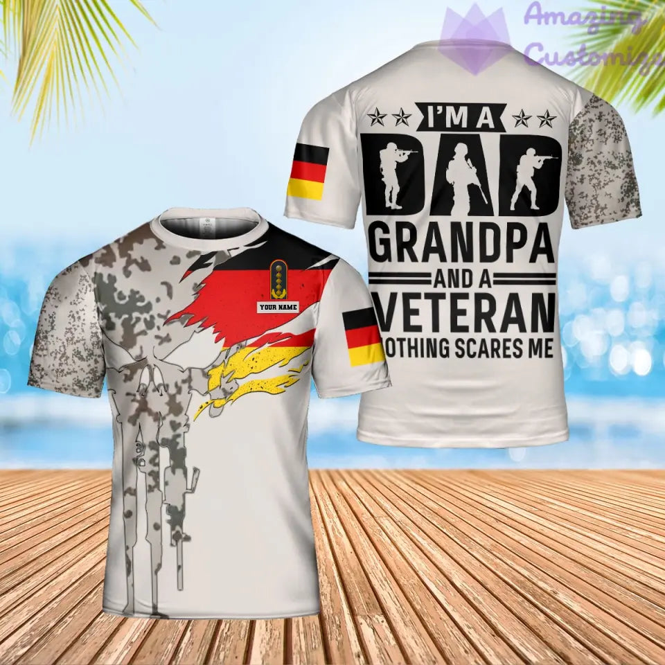 Personalized Germany Soldier/ Veteran Camo With Name And Rank T-Shirt 3D Printed - 17069184