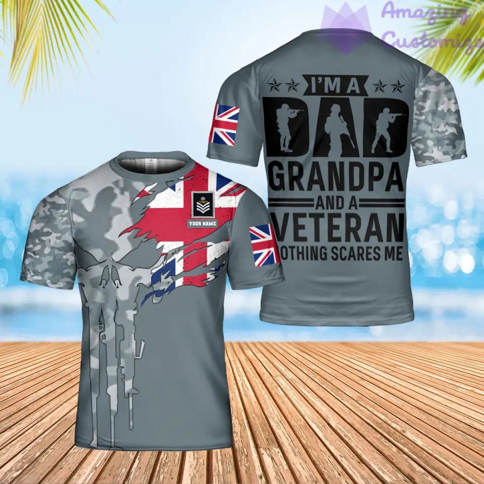 Personalized UK Soldier/ Veteran Camo With Name And Rank T-Shirt 3D Printed - 0202240003