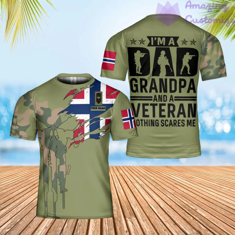Personalized Norway Soldier/ Veteran Camo With Name And Rank T-shirt 3D Printed - 17070048