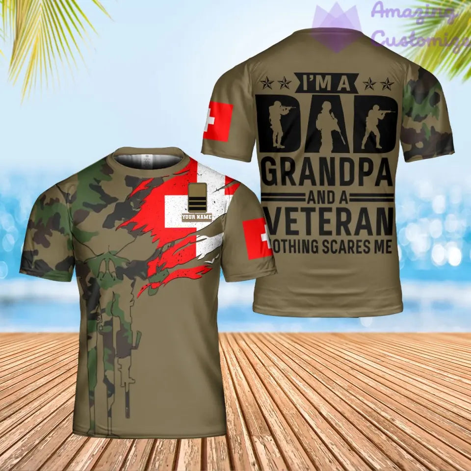 Personalized Swiss Soldier/ Veteran Camo With Name And Rank T-shirt 3D Printed - 0302240001