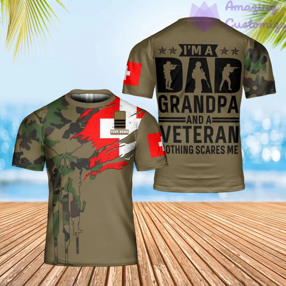 Personalized Swiss Soldier/ Veteran Camo With Name And Rank T-shirt 3D Printed - 17069184