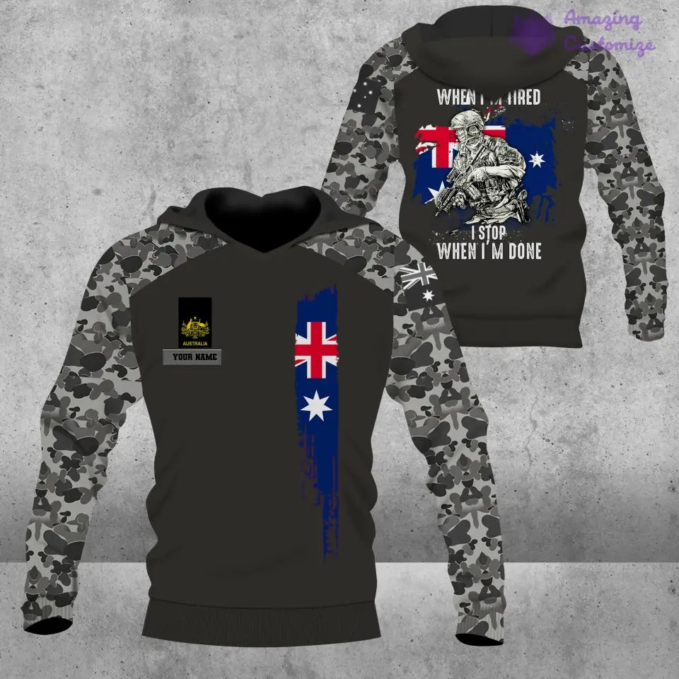 Personalized Australian Solider/ Veteran Camo With Name And Rank Hoodie - 2106230001