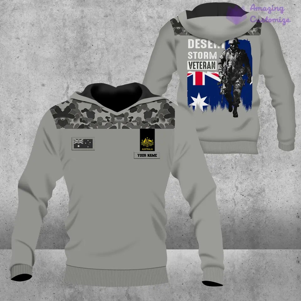 Personalized Australian Solider/ Veteran Camo With Name And Rank Hoodie - 2106230005