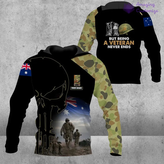 Personalized Australia Soldier/ Veteran Camo With Name And Rank Hoodie 3D Printed - 1407230001