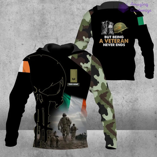 Personalized Ireland Soldier/ Veteran Camo With Name And Rank Hoodie 3D Printed - 1407230001