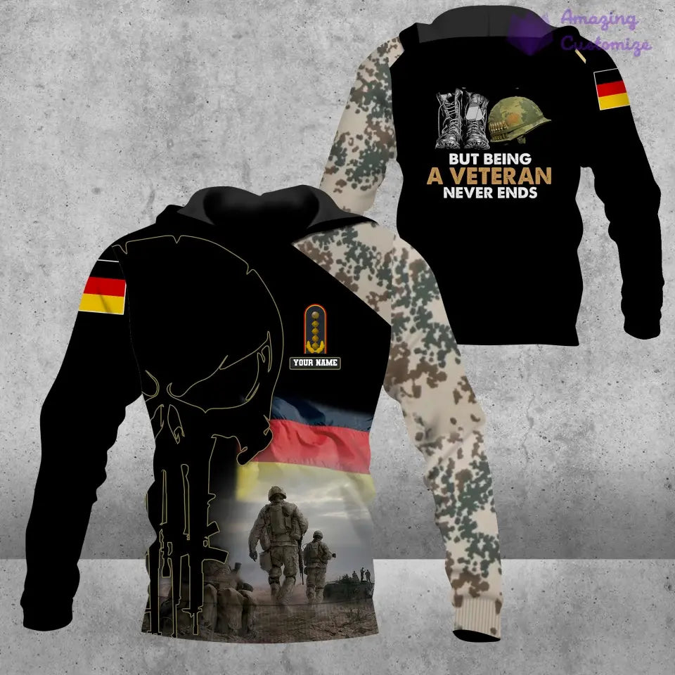 Personalized Germany Soldier/ Veteran Camo With Name And Rank Hoodie 3D Printed - 1407230001