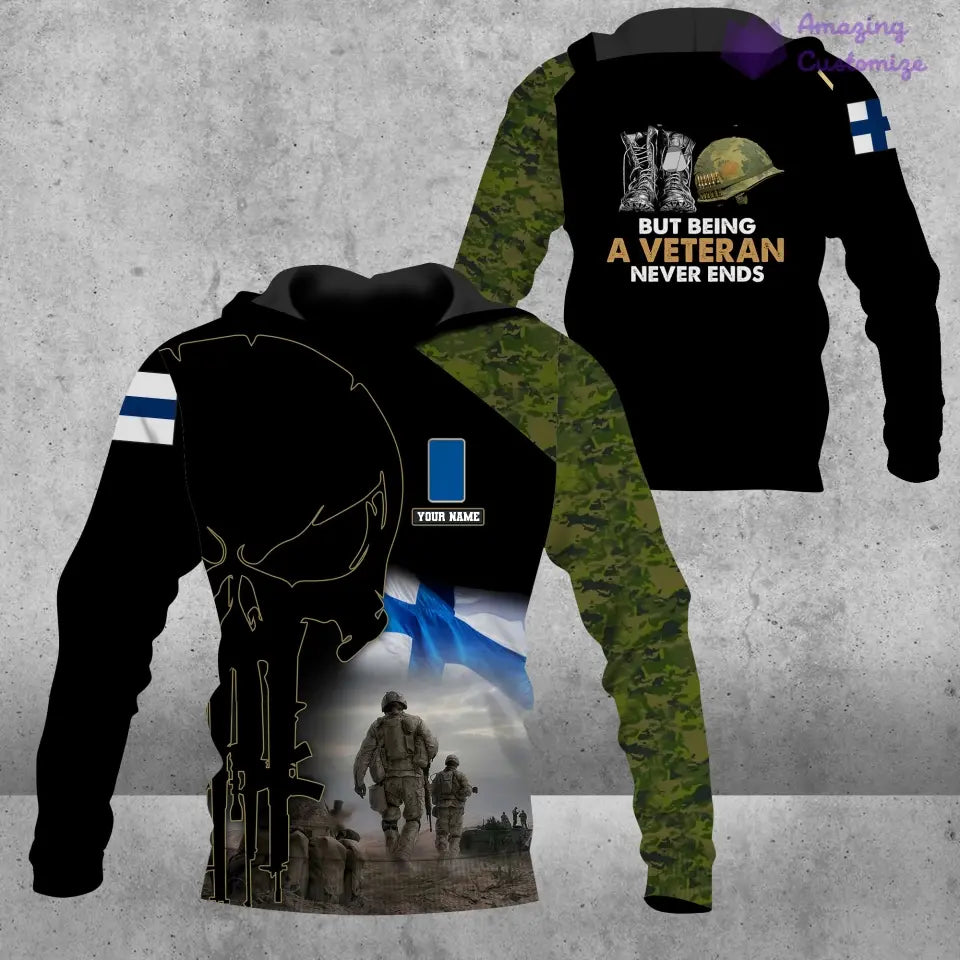 Personalized Finland Soldier/ Veteran Camo With Name And Rank Hoodie 3D Printed - 1407230001