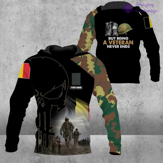 Personalized Belgium Soldier/ Veteran Camo With Name And Rank Hoodie 3D Printed - 1407230001