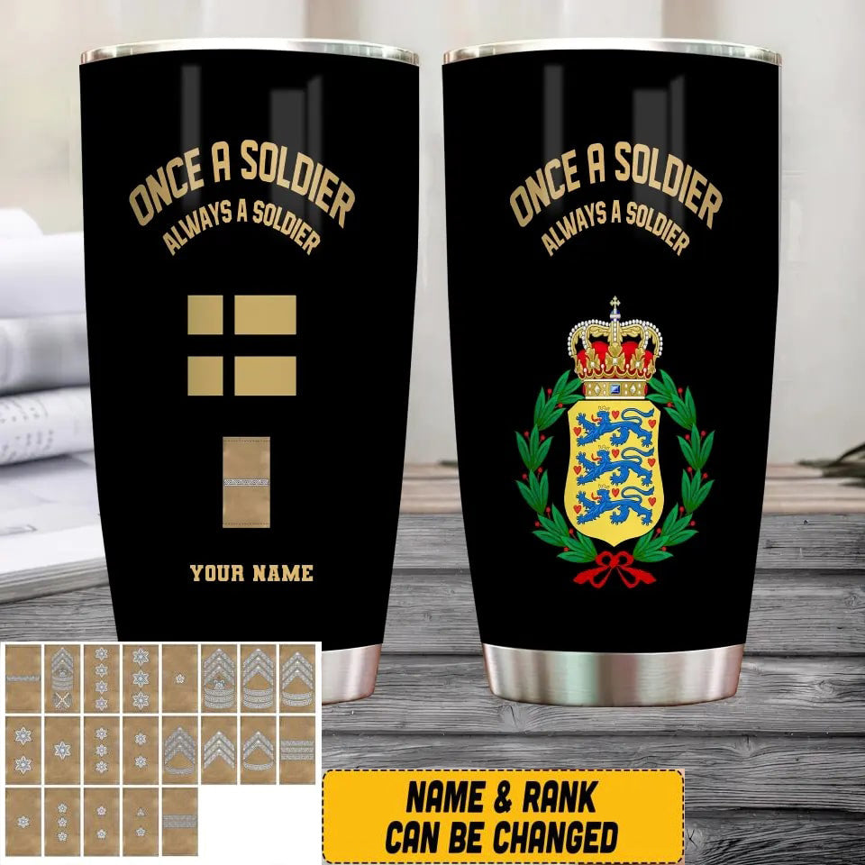 Personalized Denmark Veteran/ Soldier With Rank And Name Camo Tumbler All Over Printed - 16903296