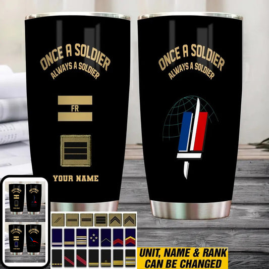 Personalized France Veteran/ Soldier With Rank And Name Camo Tumbler Gold Flag - 2607230001