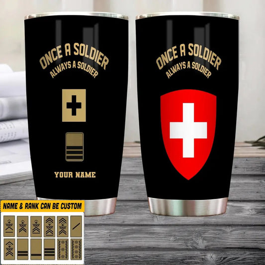 Personalized Swiss Veteran/ Soldier With Rank And Name Camo Tumbler All Over Printed - 2607230001