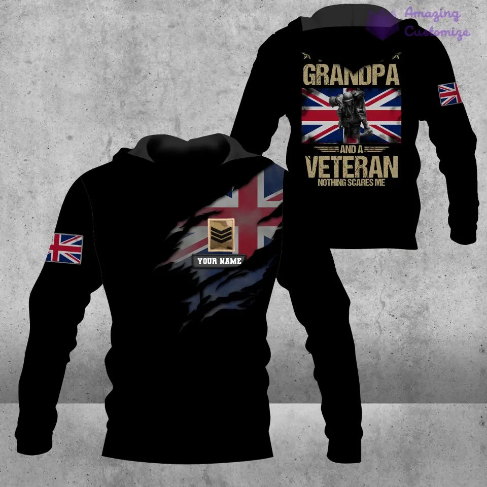 Personalized UK Solider/ Veteran Camo With Name And Rank Hoodie 3D Printed - 1606230001