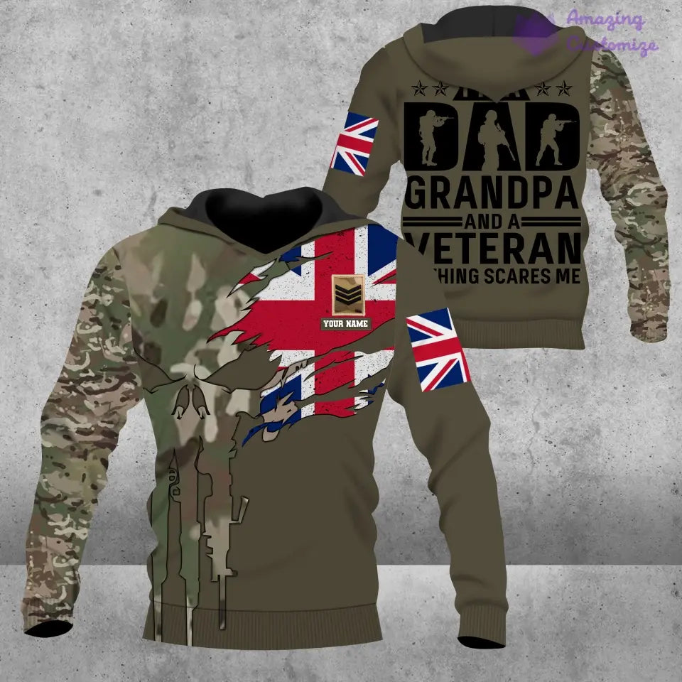 Personalized UK Soldier/ Veteran Camo With Name And Rank Hoodie 3D Printed - 2207230001