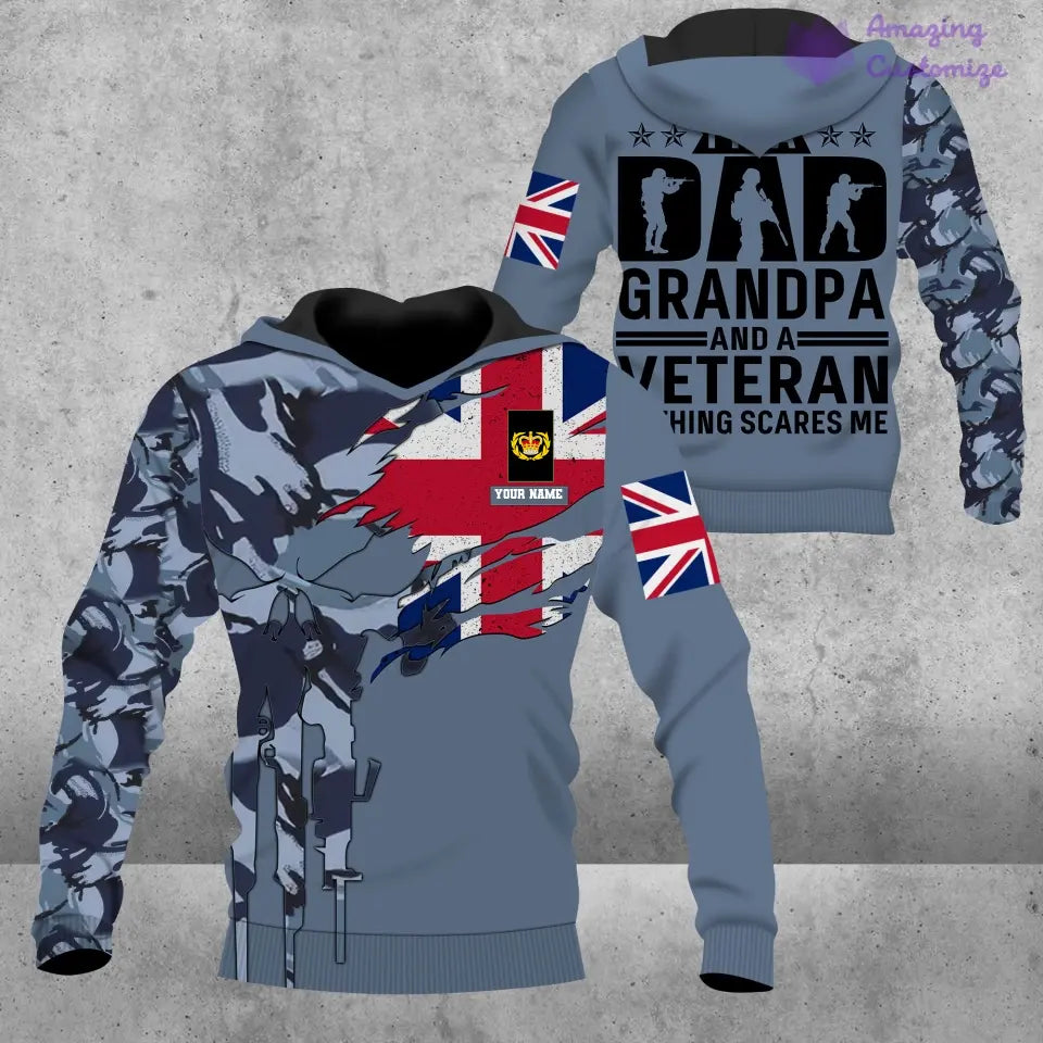 Personalized UK Soldier/ Veteran Camo With Name And Rank Hoodie 3D Printed - 2207230001