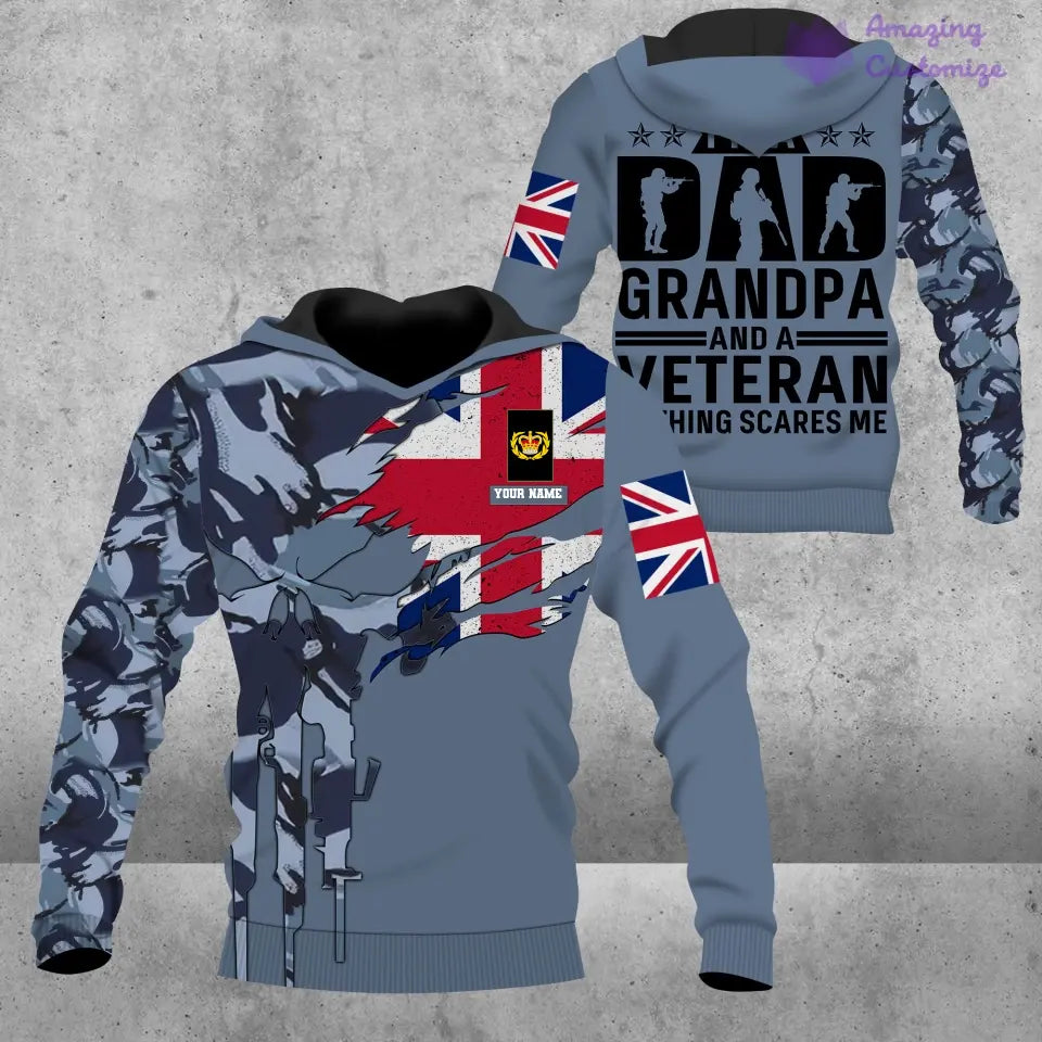 Personalisierter Kapuzenpullover mit Camouflage-Muster für britische Soldaten/Veteranen mit Namen und Rang, 3D-Druck – 2207230001