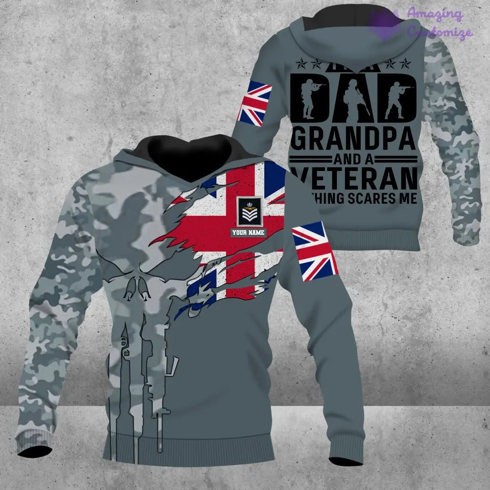Personalized UK Soldier/ Veteran Camo With Name And Rank Hoodie 3D Printed - 2207230001