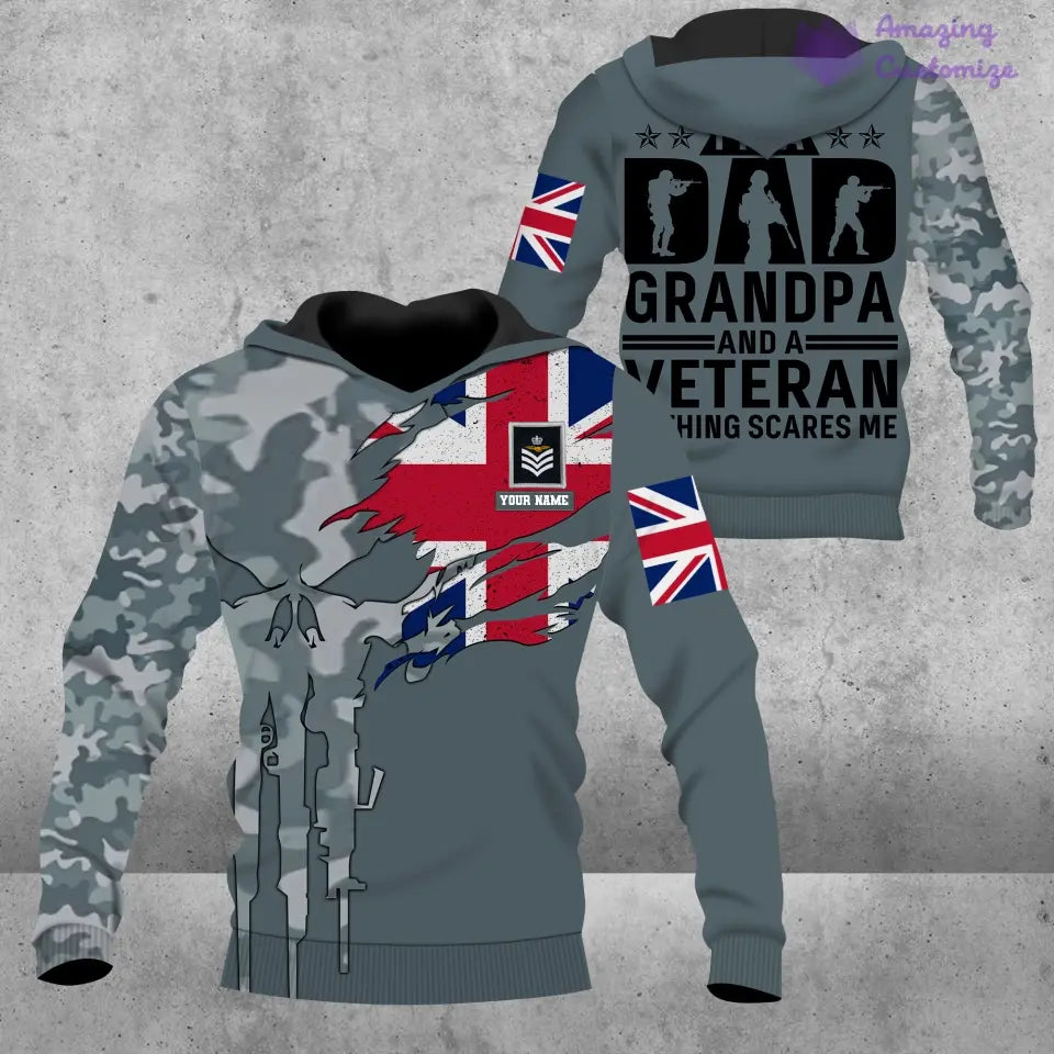 Personalisierter Kapuzenpullover mit Camouflage-Muster für britische Soldaten/Veteranen mit Namen und Rang, 3D-Druck – 2207230001