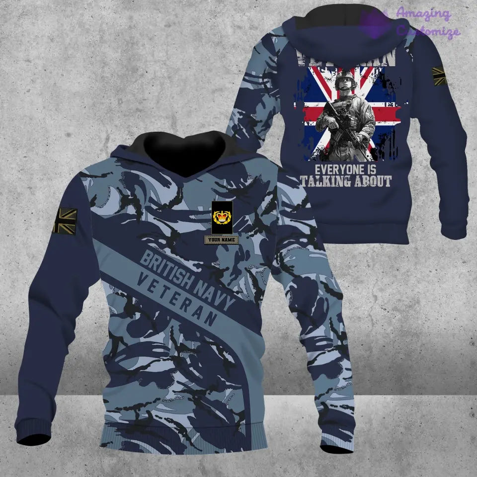 Personalized UK Solider/ Veteran Camo With Name And Rank Hoodie 3D Printed - 1606230003