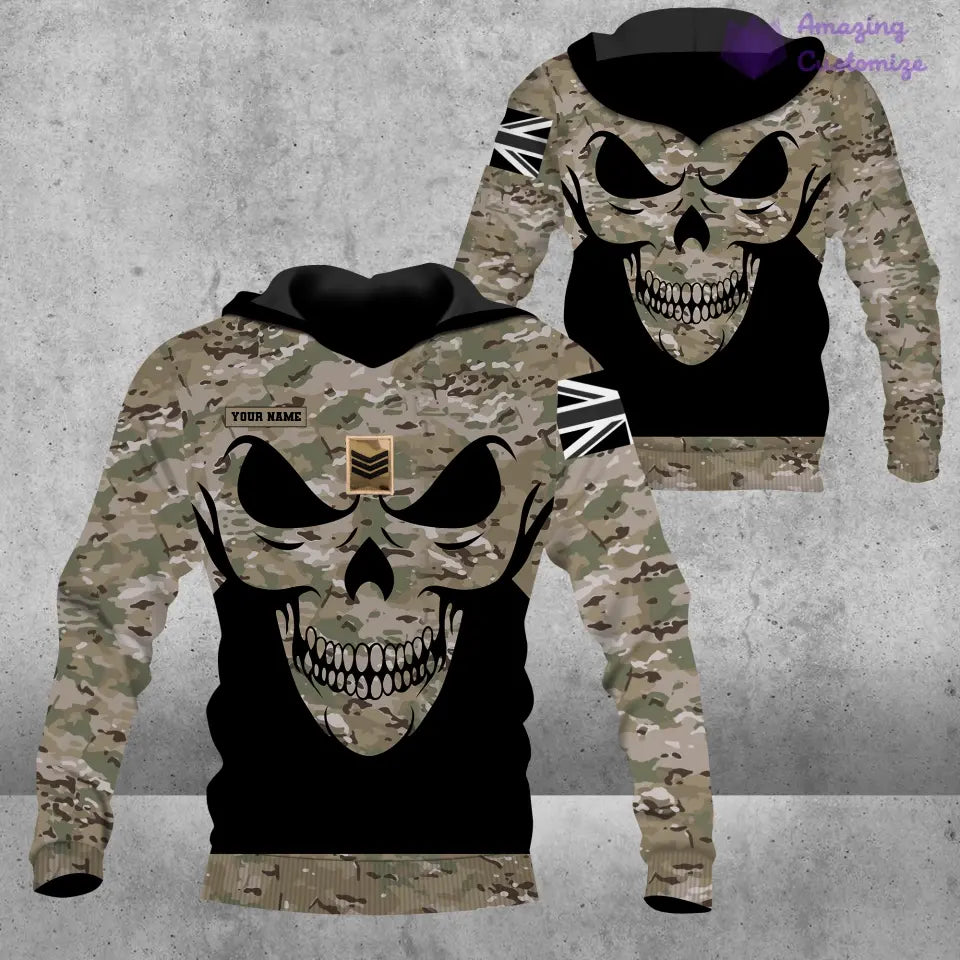 Personalized UK Solider/ Veteran Camo With Name And Rank Hoodie 3D Printed - 1606230004