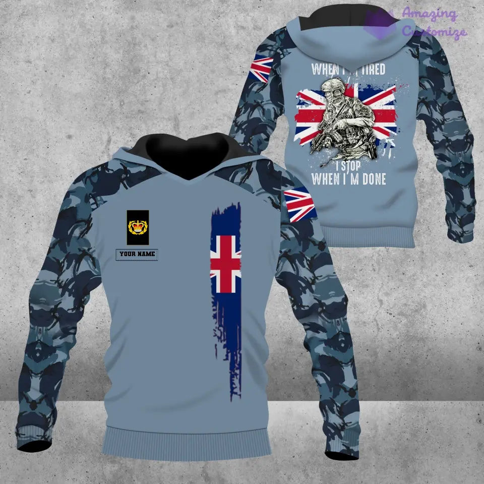 Personalized UK Soldier/ Veteran Camo With Name And Rank Hoodie 3D Printed - 2106230001