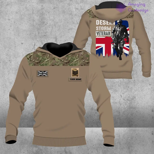 Personalized UK Soldier/ Veteran Camo With Name And Rank Hoodie 3D Printed - 2106230002