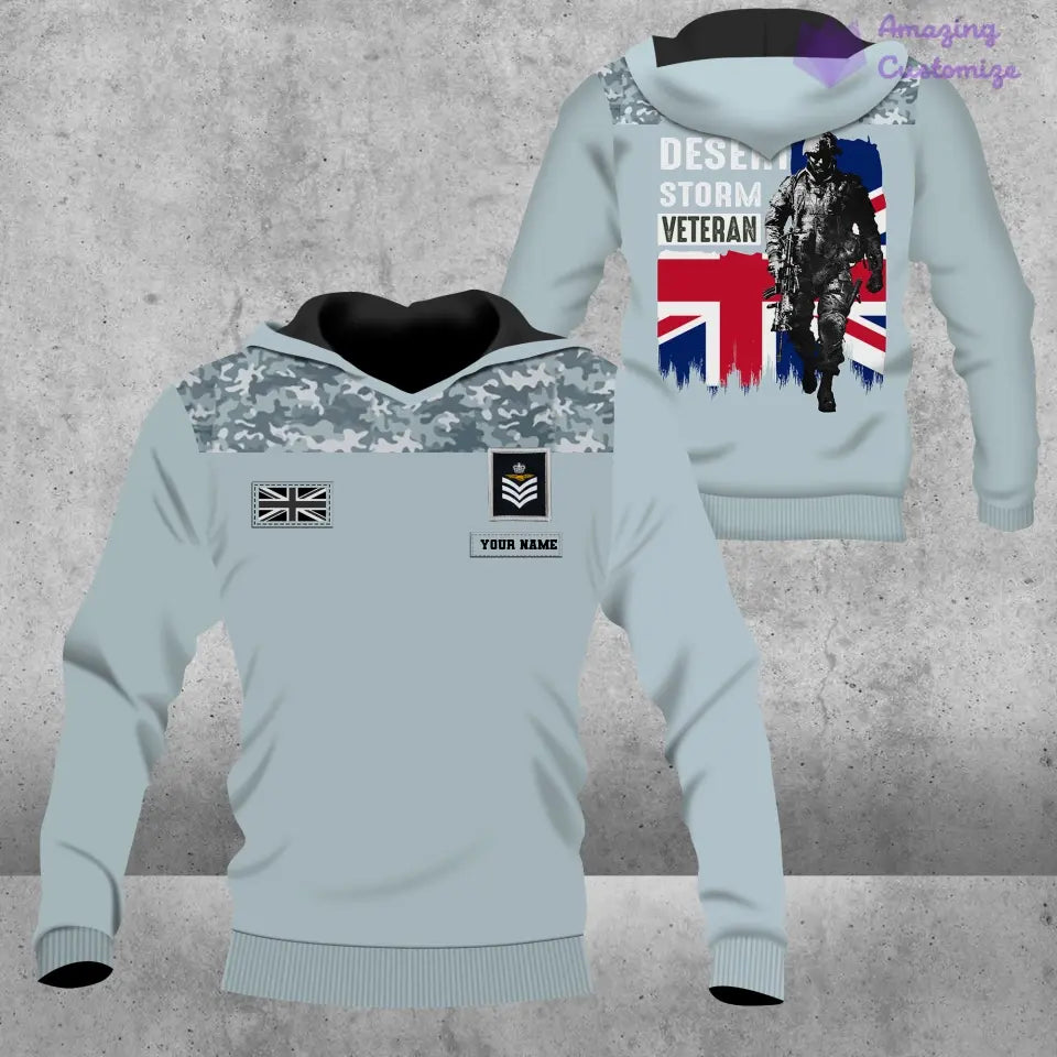 Personalized UK Soldier/ Veteran Camo With Name And Rank Hoodie 3D Printed - 2106230002