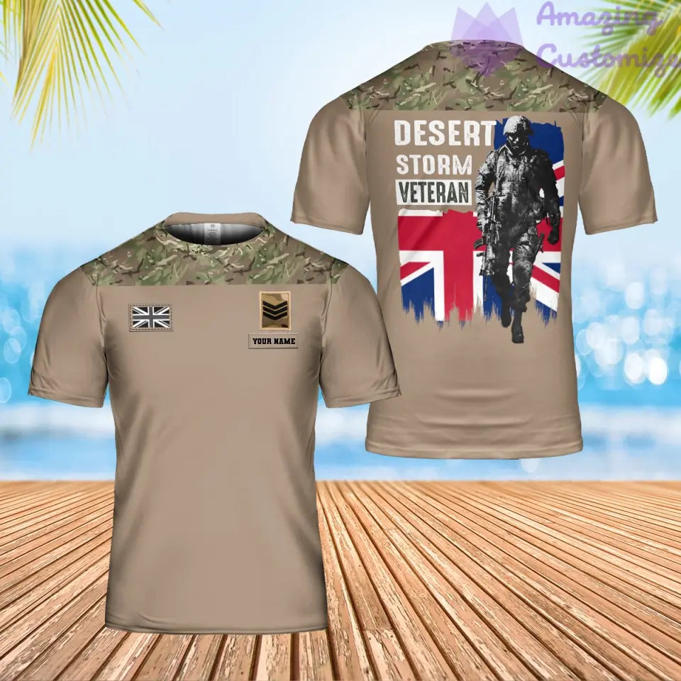 Personalized UK Solider/ Veteran Camo With Name And Rank T-Shirt 3D Printed - 2106230002