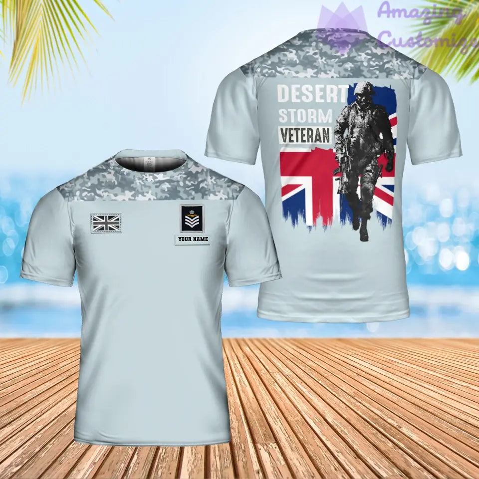Personalized UK Solider/ Veteran Camo With Name And Rank T-Shirt 3D Printed - 2106230002