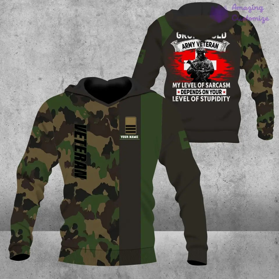 Personalized Swiss Soldier/ Veteran Camo With Name And Rank Hoodie Shirt 3D Printed - 1207230002
