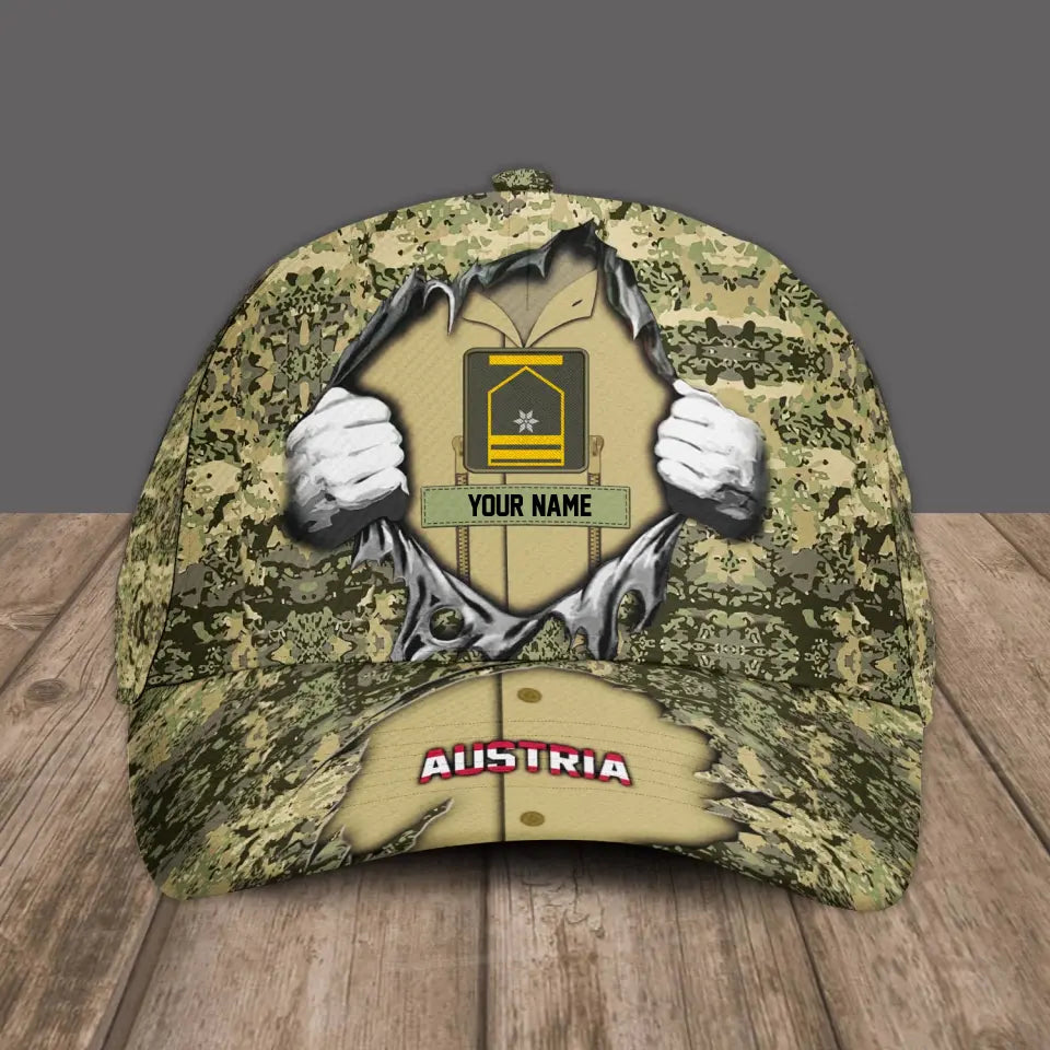 Personalized Rank And Name Austria Soldier/Veterans Camo Baseball Cap - 3107230001