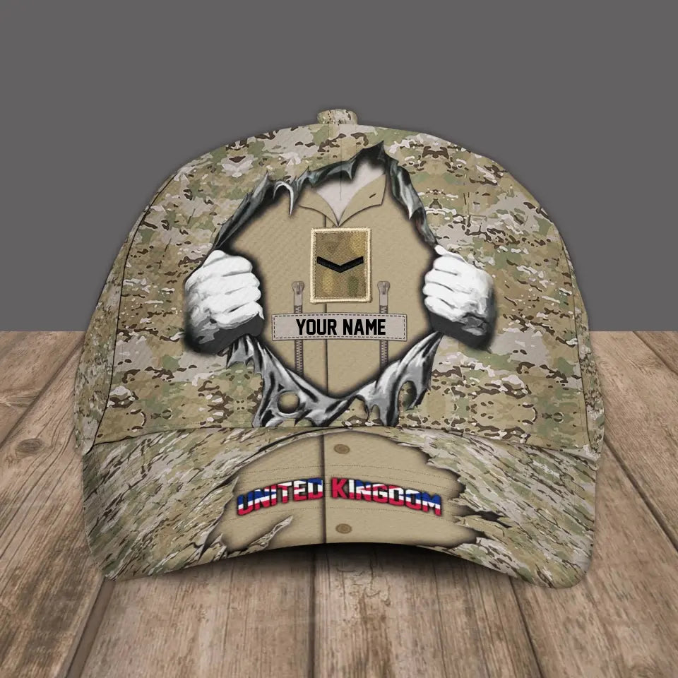 Personalized Rank And Name UK Soldier/Veterans Camo Baseball Cap - 3107230001
