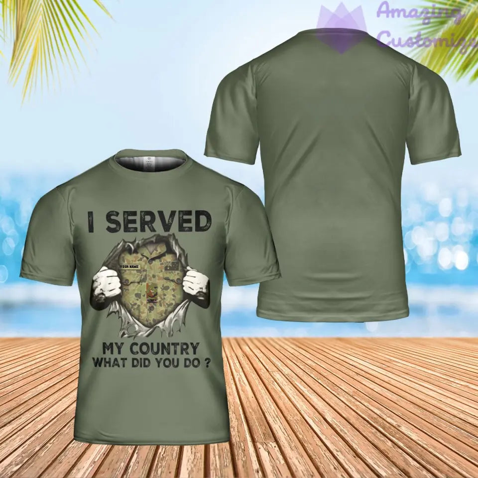Personalized Australia Soldier/ Veteran Camo With Name And Rank T-Shirt 3D Printed - I Served My Country - 17069184
