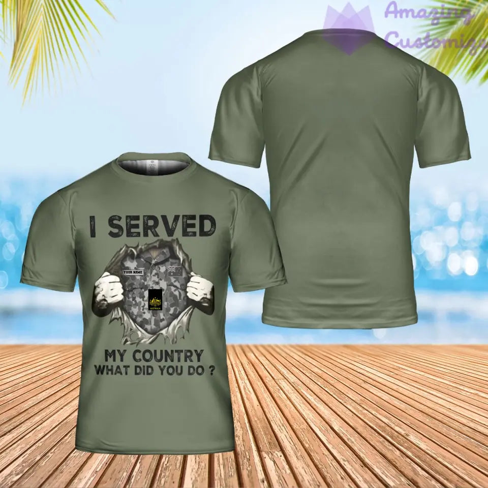 Personalized Australia Soldier/ Veteran Camo With Name And Rank T-Shirt 3D Printed - I Served My Country - 17069184