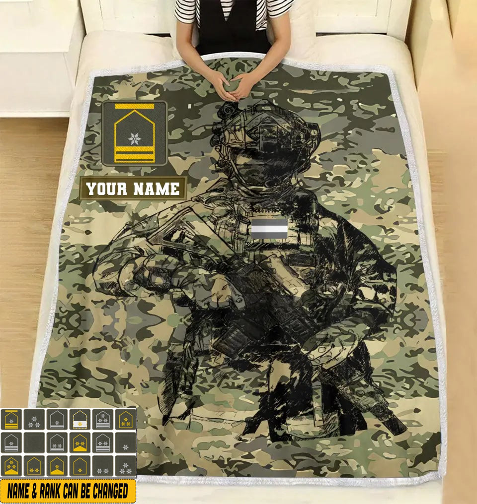 Personalized Austria Solider/ Veteran Camo With Name And Rank Fleece Blanket 3D Printed - 17229024