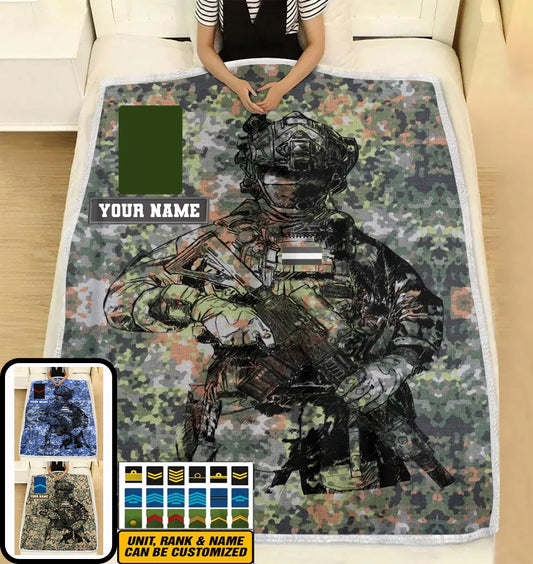 Personalized Dutch Solider/ Veteran Camo With Name And Rank Fleece Blanket 3D Printed - 17229024