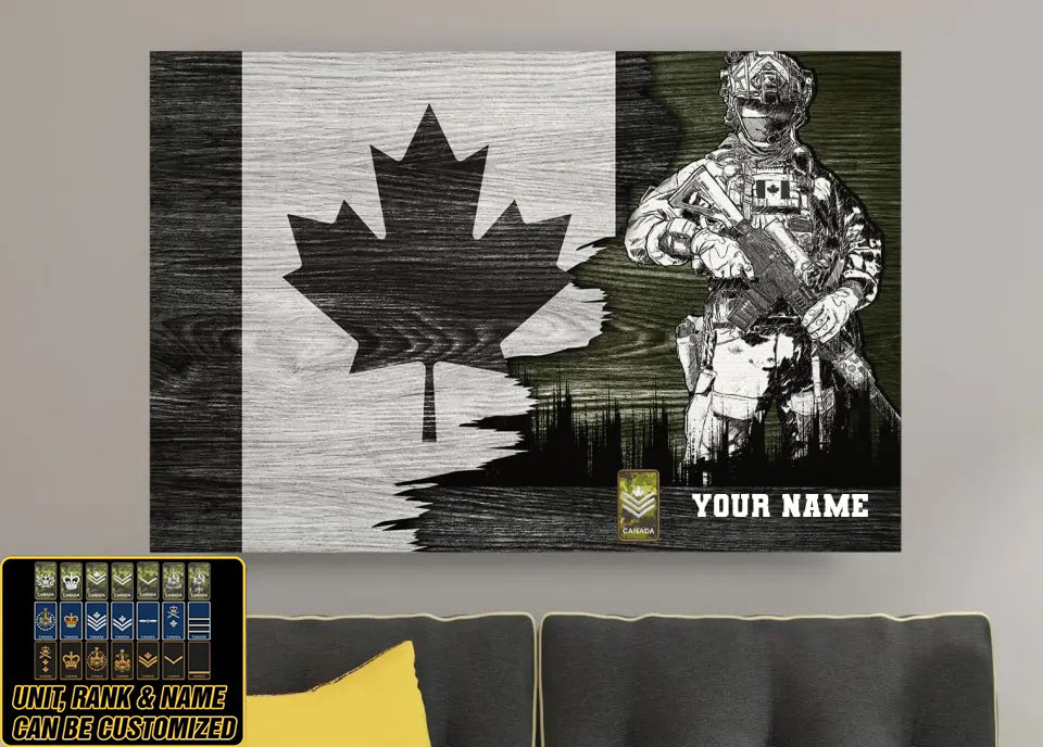 Personalisierter kanadischer Soldat/Veteranen-Camouflage mit Namen und Rang auf Leinwand, 3D-Druck