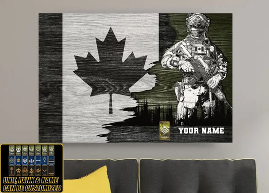 Personalisierter kanadischer Soldat/Veteranen-Camouflage mit Namen und Rang auf Leinwand, 3D-Druck