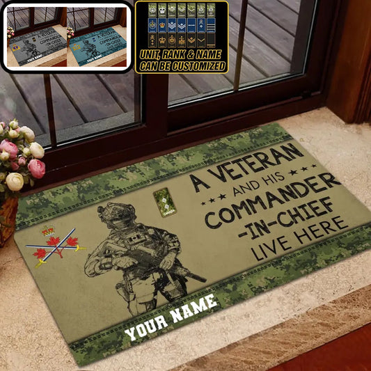 Personalized Canadian Soldier/ Veteran Camo With Name And Rank Doormat 3D Printed - 1008230001