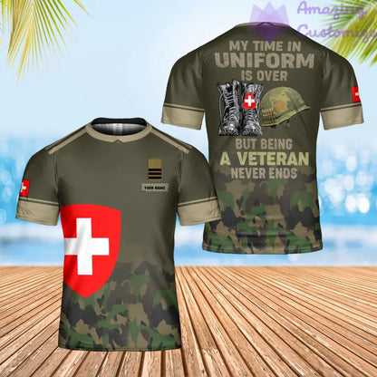 Personalized Swiss Soldier/ Veteran Camo With Name And Rank T-shirt 3D Printed - 1706918401