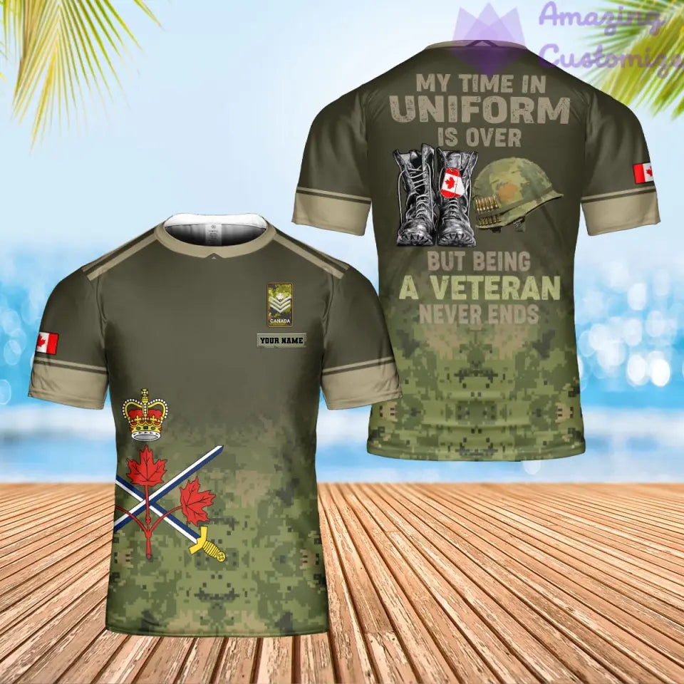 Personalized Canada Soldier/ Veteran Camo With Name And Rank T-Shirt 3D Printed - 0302240001