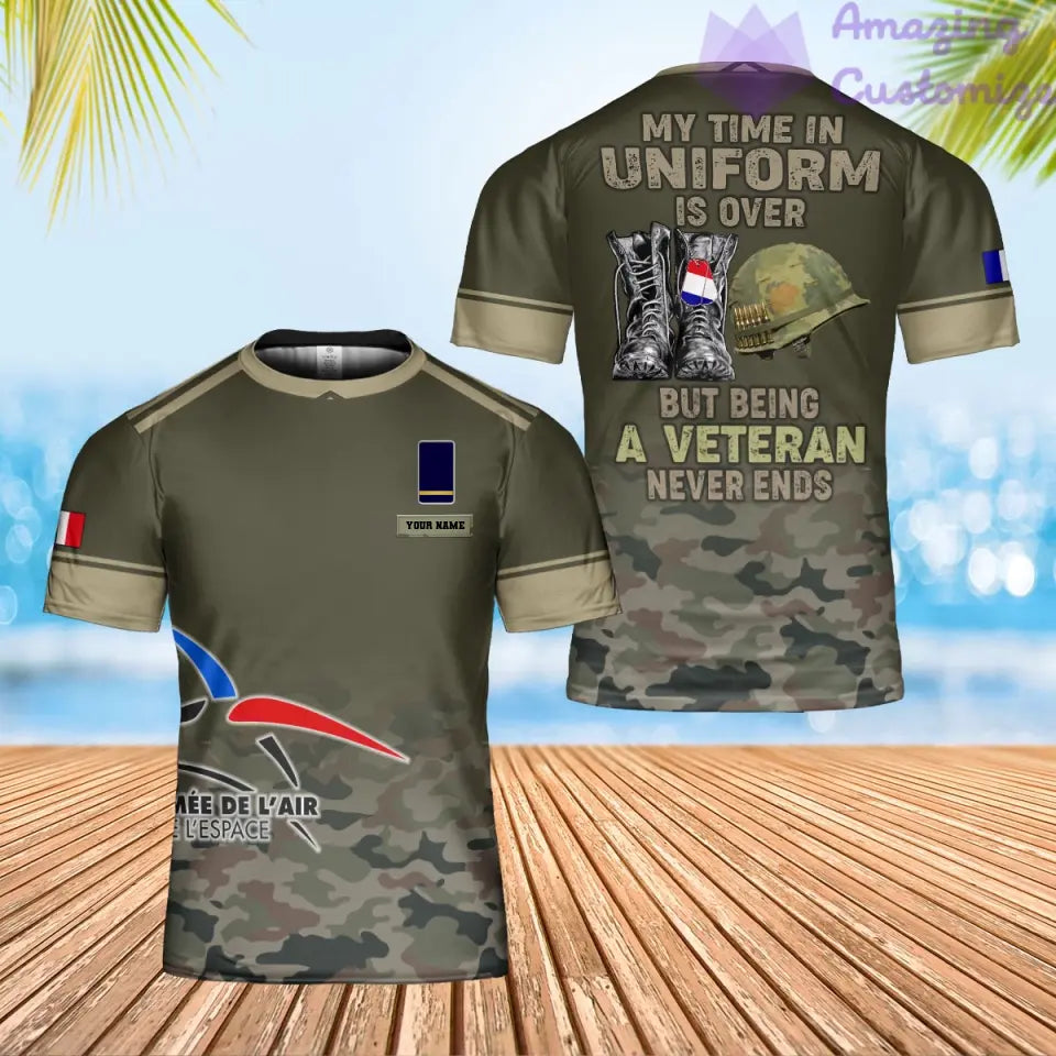 Personalized France Soldier/ Veteran Camo With Name And Rank T-Shirt 3D Printed - 1901240002