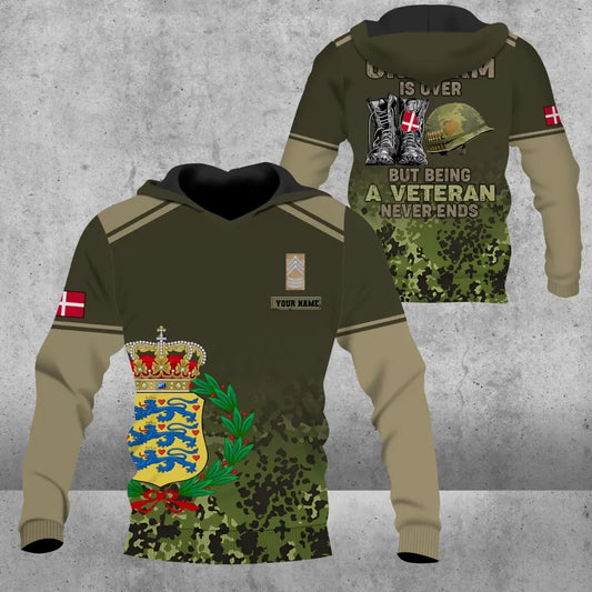 Personalized Denmark Soldier/ Veteran Camo With Name And Rank Hoodie - 1508230001
