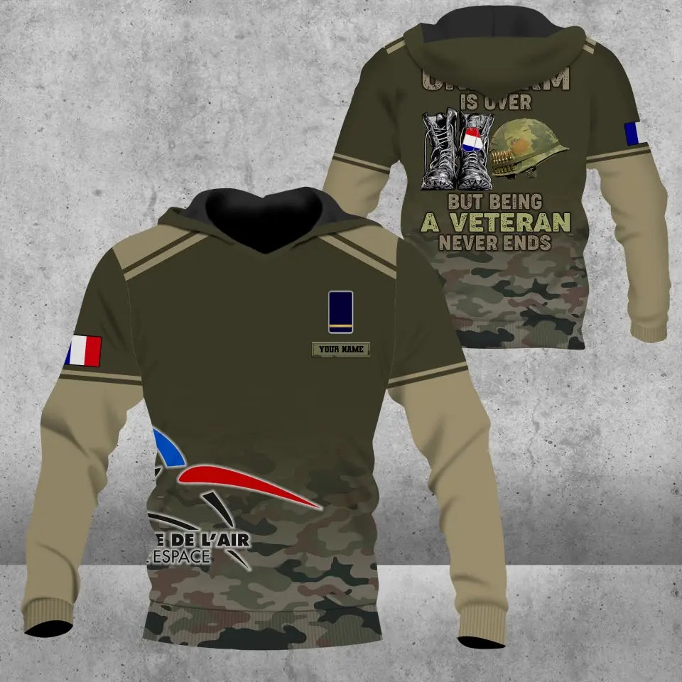 Personalized France Soldier/ Veteran Camo With Name And Rank Hoodie 3D Printed -  1508230001