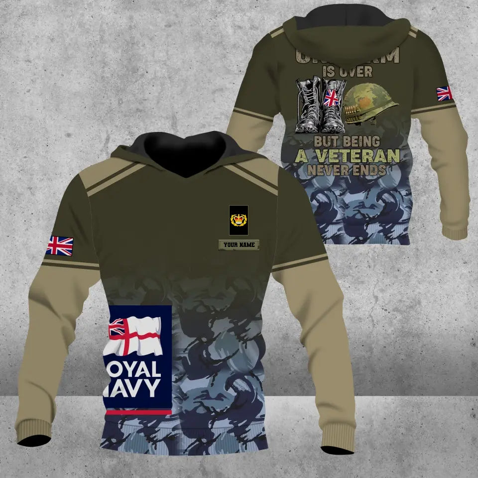 Personalized UK Soldier/ Veteran Camo With Name And Rank Hoodie 3D Printed - 16920576