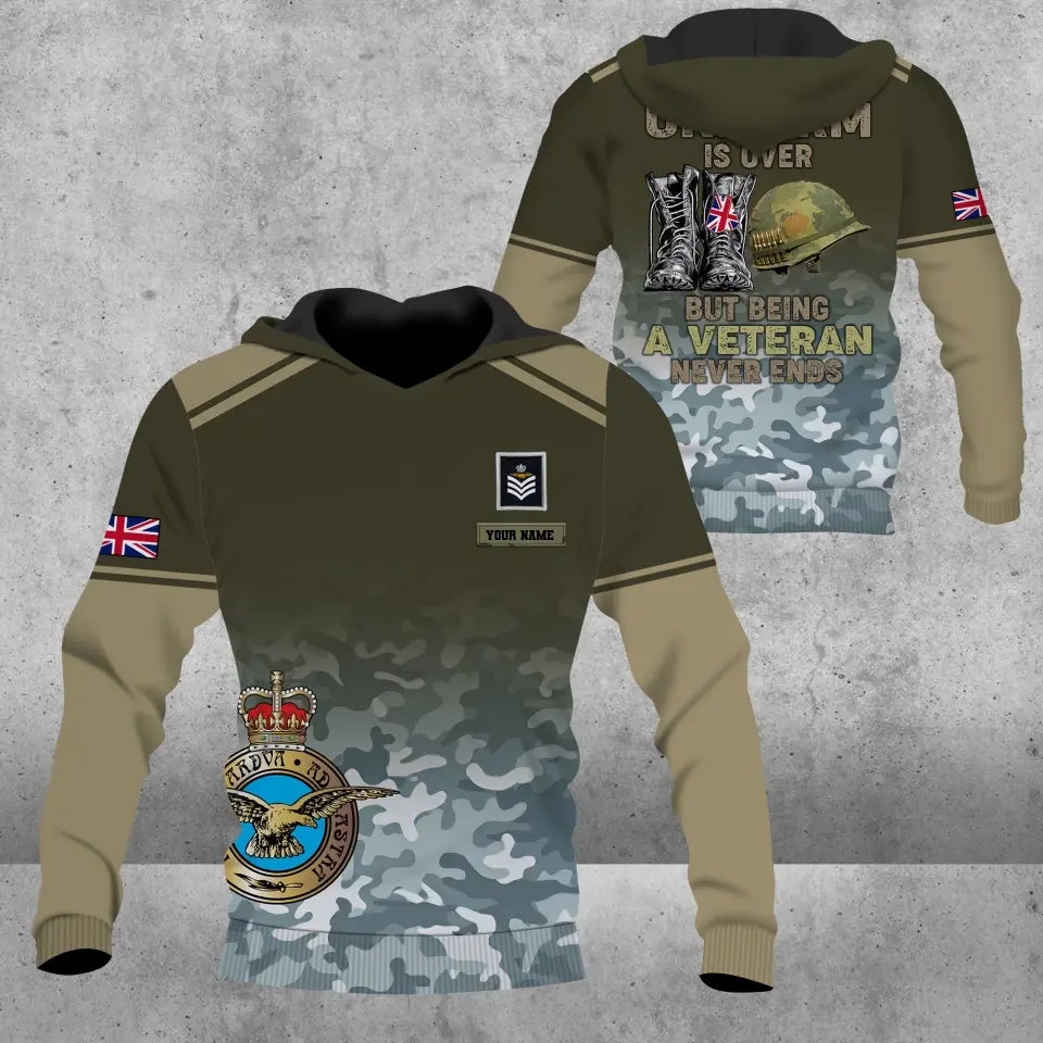 Personalized UK Soldier/ Veteran Camo With Name And Rank Hoodie 3D Printed - 16920576