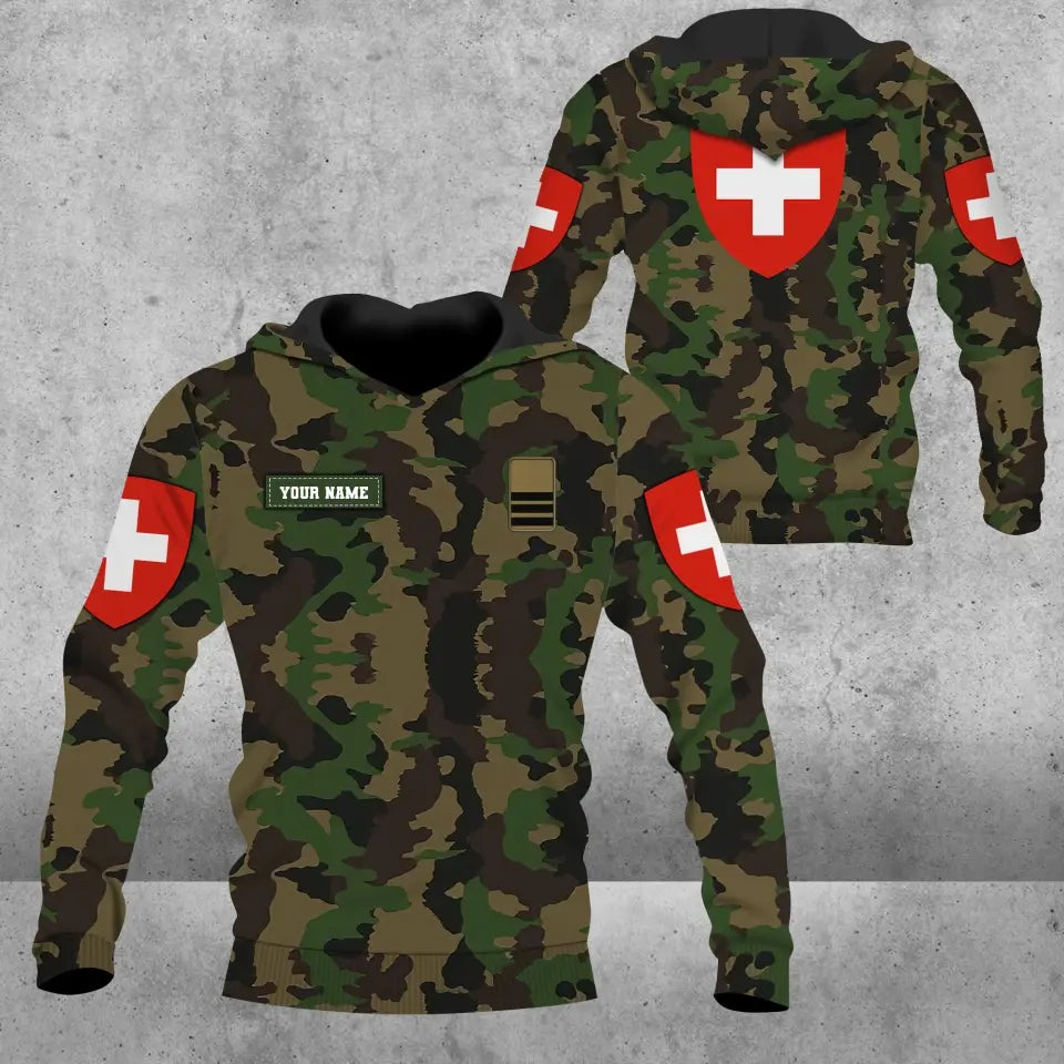 Personalized Swiss Soldier/ Veteran Camo With Name And Rank Hoodie - 1708230001